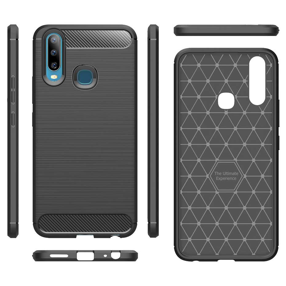 Flexi Slim Carbon Fibre Case for Vivo Y17 / Y12 - Brushed Black